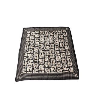 Vintage Black & Cream Music Violin Trumpet Silk Blend Scarf Head Wrap Bandana